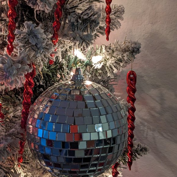 Large 5" Mirrored Disco Ball Like Tree Ornament - Picture 9 of 11